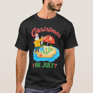 Fishing Christmas In July Santa Hat Xmas  Summer X T-Shirt