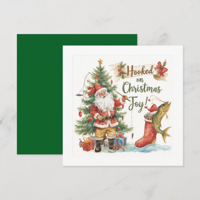 Fishing Christmas themed for Fishing Lovers Holiday Card (Front/Back)