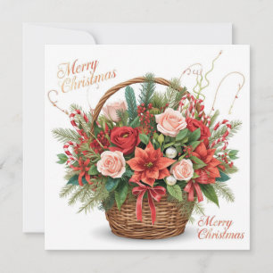 Fishing Christmas Themed with Gift Basket Holiday Card