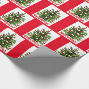 Fishing Christmas Tree Ornaments Holiday Wrapping Paper