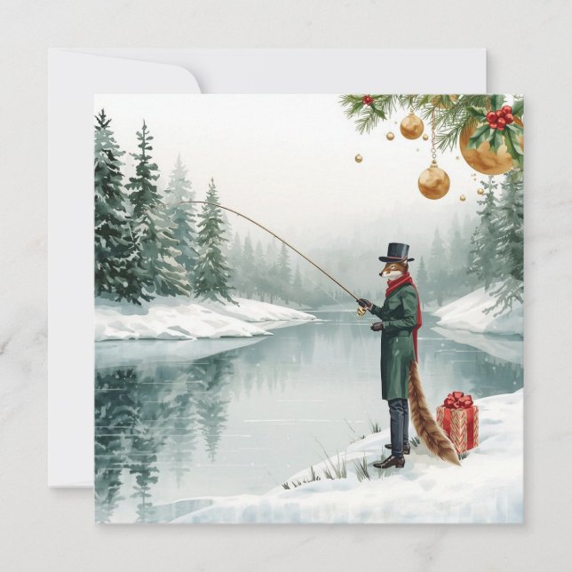 Fishing Christmas with FOX  in the Winter Holiday Card (Front)