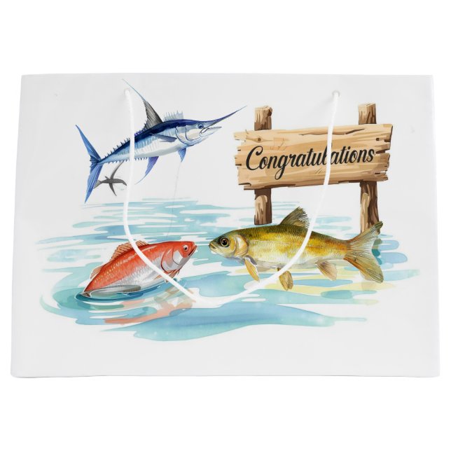 Fishing Congratulations for Anglers Large Gift Bag (Front)