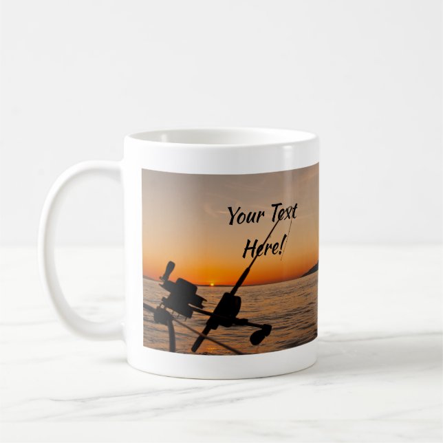 Fishing Custom Text Coffee Mug (Left)