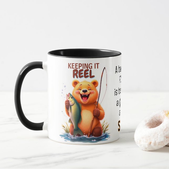 Fishing Dad Bear Catch Fish  Mug (With Donut)