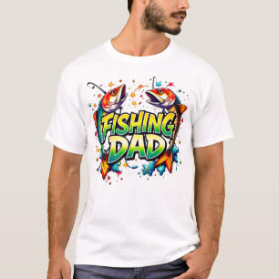 Fishing Dad Colourful Fish Graffiti White T-Shirt