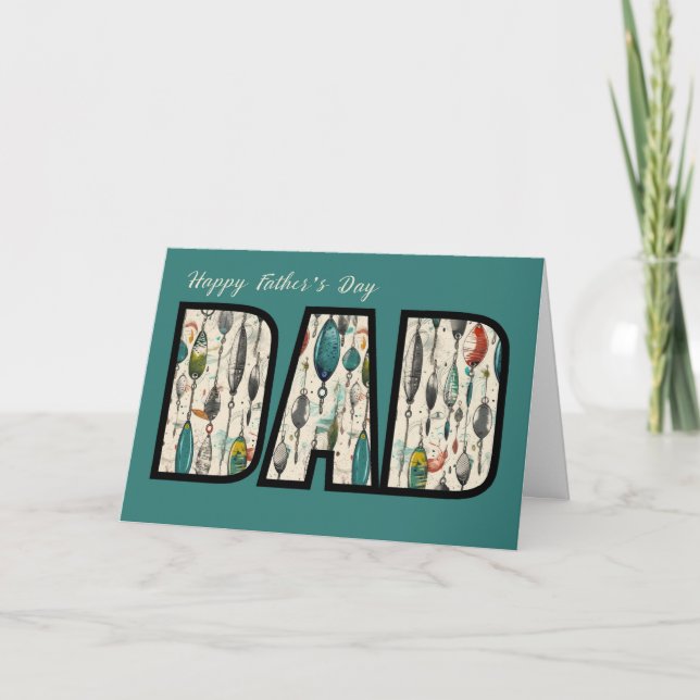 Fishing Dad Father's Day With Lures in DAD Card (Front)