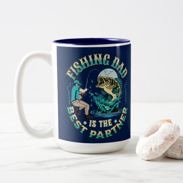 Fishing Dad Is The Best Partner Two-Tone Coffee Mug (With Donut)