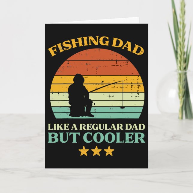 Fishing Dad Like Regular Cooler Retro Fathers Day  Card (Front)
