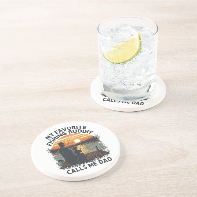 Fishing Dad Sunset Coaster (Side)