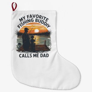 Fishing Dad Sunset Large Christmas Stocking