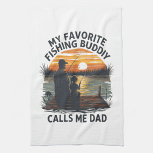 Fishing Dad Sunset Tea Towel
