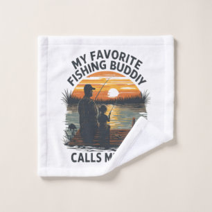 Fishing Dad Sunset Wash Cloth
