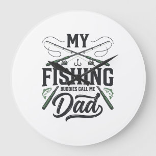 Fishing Dad Vintage Engraved  Shirt Design Large Clock