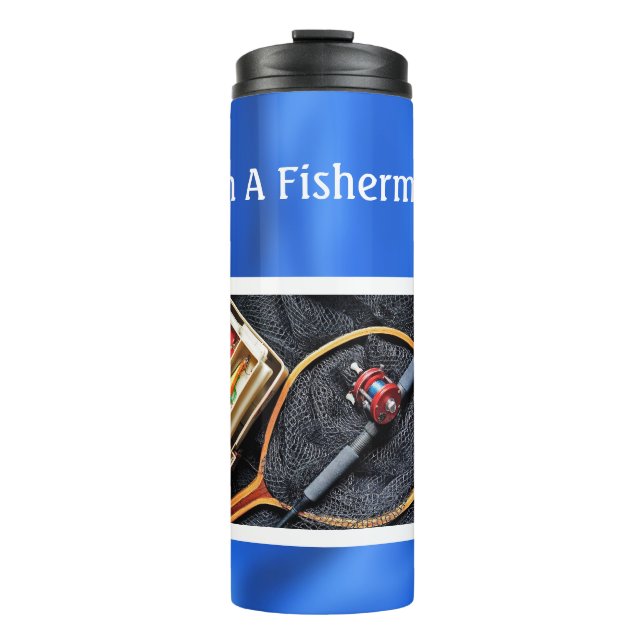 Fishing Design of Rod-Net-Lures personalise Name Thermal Tumbler (Front)