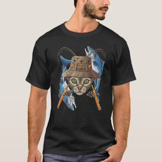 Fishing Devon Rex Outdoor Fisherman Cat Cute Fly F T-Shirt