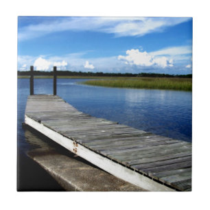 Fishing Dock Photograph Tile
