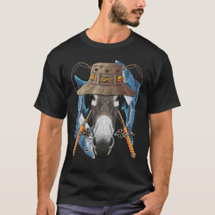 Fishing Donkey Outdoor Fisherman Animal Cute Fly F T-Shirt