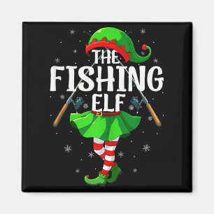 Fishing Elf Christmas Girls Women Elf Squad Xmas F Magnet