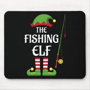 Fishing Elf Family Matching Group Christmas  Mouse Pad