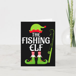Fishing Elf Matching Family Group Christmas Party Card