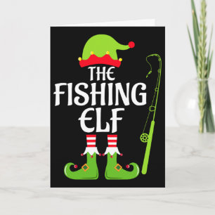 Fishing Elf Matching Family Group Christmas Party  Card