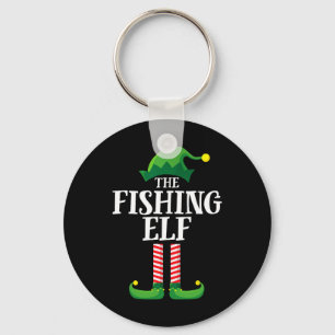 Fishing Elf Matching Family Group Christmas Party Key Ring
