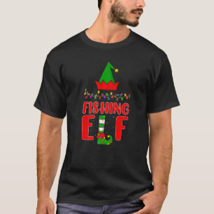 Fishing Elf Matching Family Lighting Christmas T-Shirt