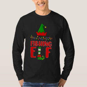 Fishing Elf Matching Family Lighting Christmas T-Shirt