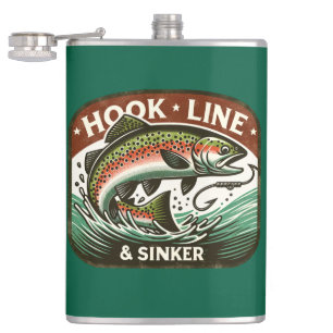 Fishing Enthusiast Flask, Trout Fishing, Hip Flask