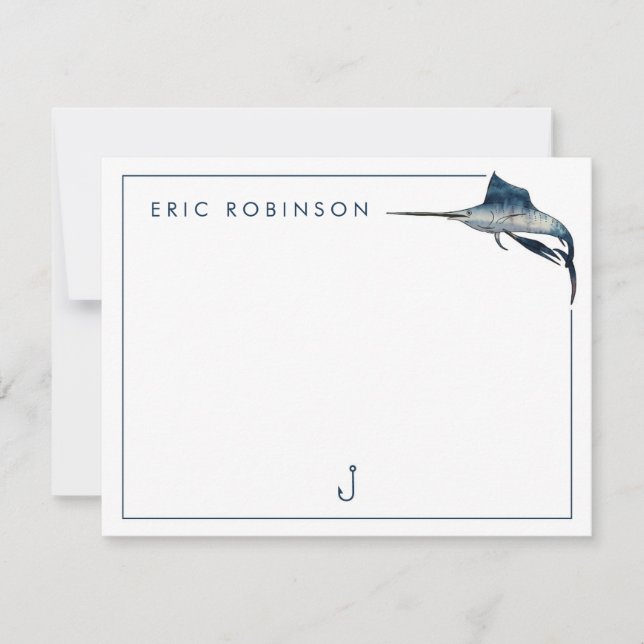 Fishing Enthusiast Personalised Note Card For Men (Front)
