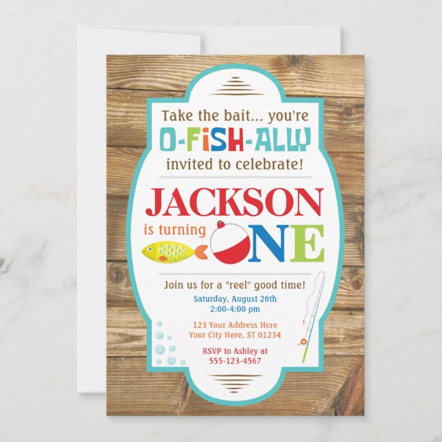 Fishing First Birthday Invitation (Front)