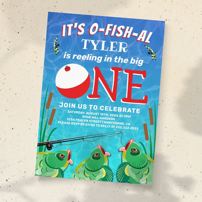 Fishing First Birthday Party Invitation (Creator Uploaded)