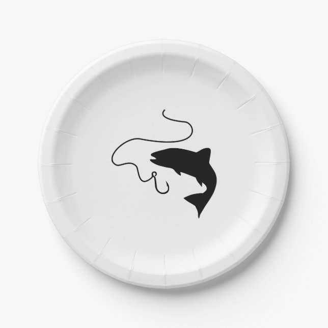 Fishing, fish and hook paper plate (Front)