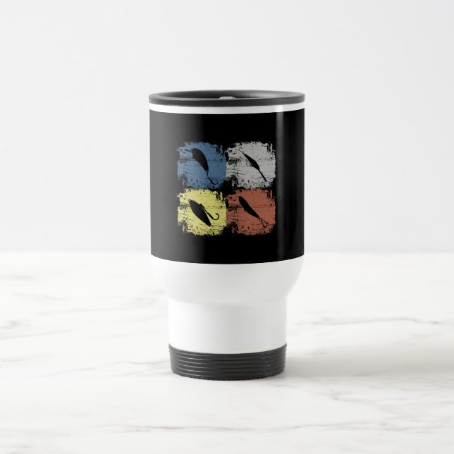 Fishing Fish Hook Retro Travel Mug (Center)