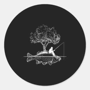 Fishing Fish Island Surreal Carp Angler  Classic Round Sticker