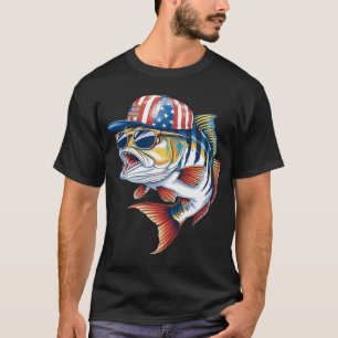 Fishing & Fisherman American Flag T-Shirt