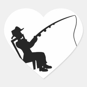 Fishing Fisherman Fish Heart Sticker