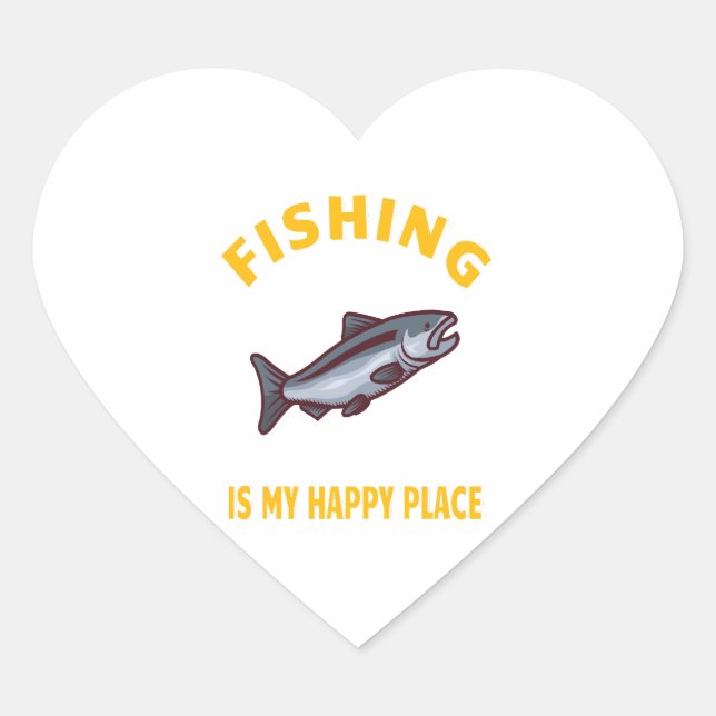 Fishing fishing design heart sticker (Front)