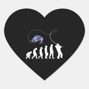 Fishing fishing rod fishing pole EVOLUTION fly Heart Sticker