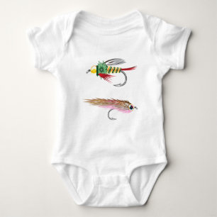 Fishing Flies lures Bug and Minnow Baby Bodysuit