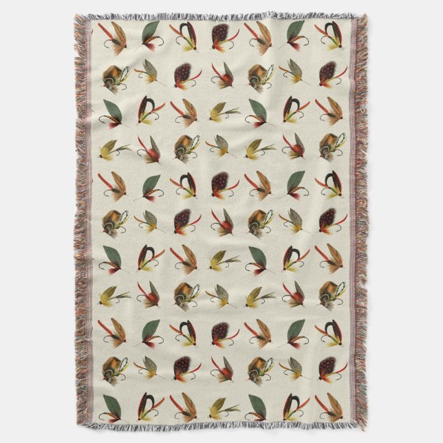 Fishing Flies Throw Blanket (Front Vertical)