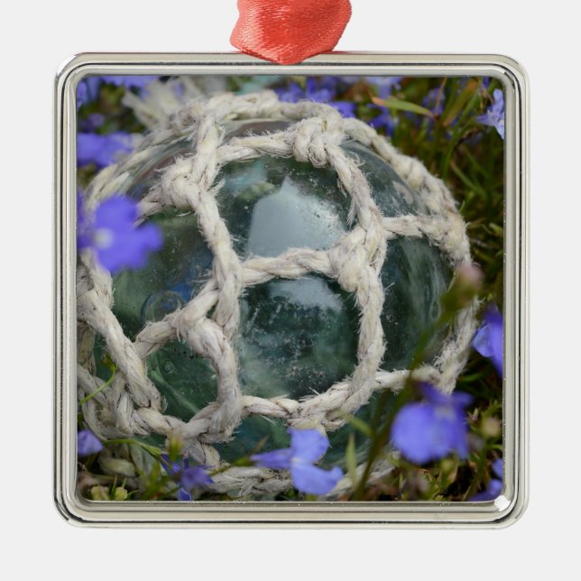 Fishing Float Among Flowers Metal Tree Decoration (Front)