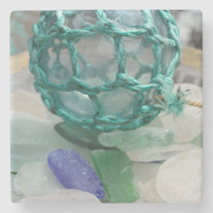 Fishing float on glass, Alaska Stone Coaster
