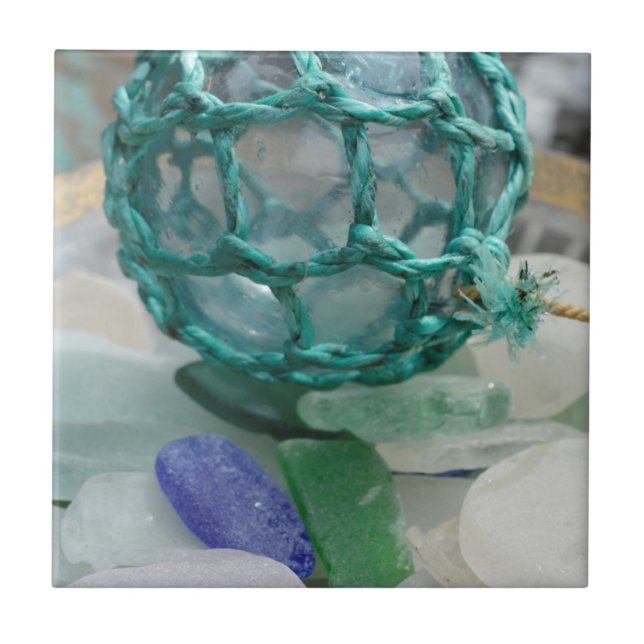 Fishing float on glass, Alaska Tile (Front)