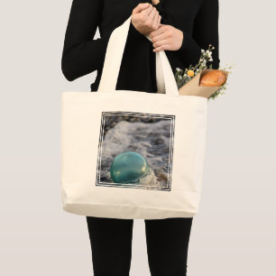 Fishing Float Surrounded By Surf Large Tote Bag