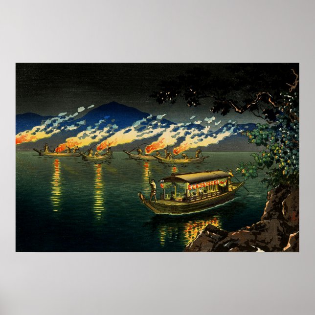 Fishing for Cormorants Tsuchiya Koitsu 1940 Poster (Front)