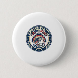 Fishing For Freedom Patriotic Patriotic Hobby Vint 6 Cm Round Badge