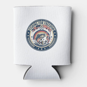 Fishing For Freedom Patriotic Patriotic Hobby Vint Can Cooler