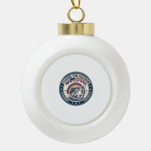 Fishing For Freedom Patriotic Patriotic Hobby Vint Ceramic Ball Christmas Ornament