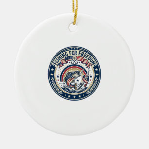 Fishing For Freedom Patriotic Patriotic Hobby Vint Ceramic Tree Decoration
